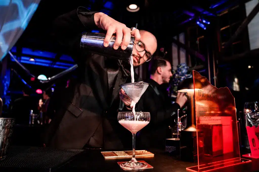 Bartender making cocktails