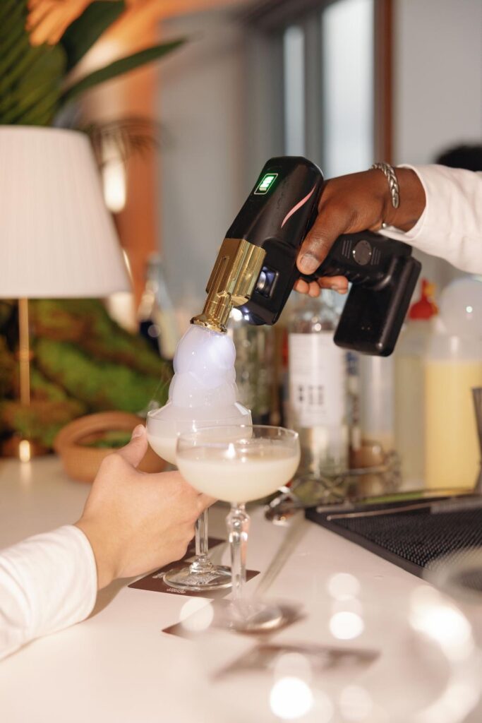 Vibrant cocktail with interactive presentation