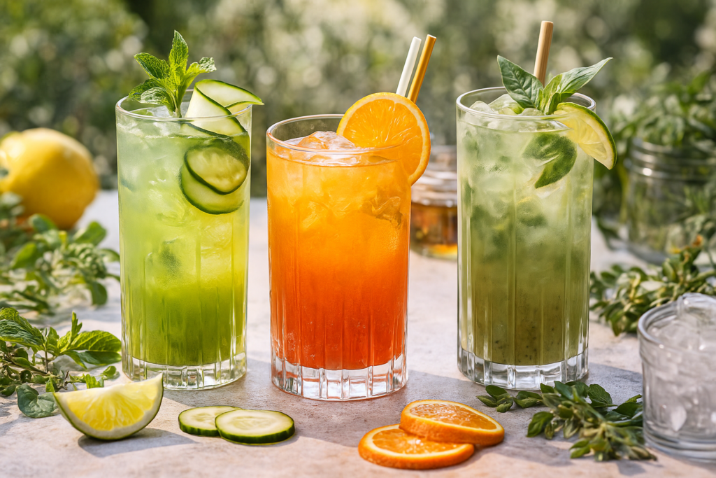 Wellness mocktail with fresh ingredients