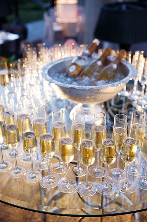 Glasses of prosecco served at an event
